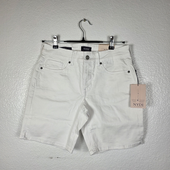 NYDJ Pants - NYDJ Ella Denim Bermuda Shorts Optic White Sideseam Slit Stretch Size 8P